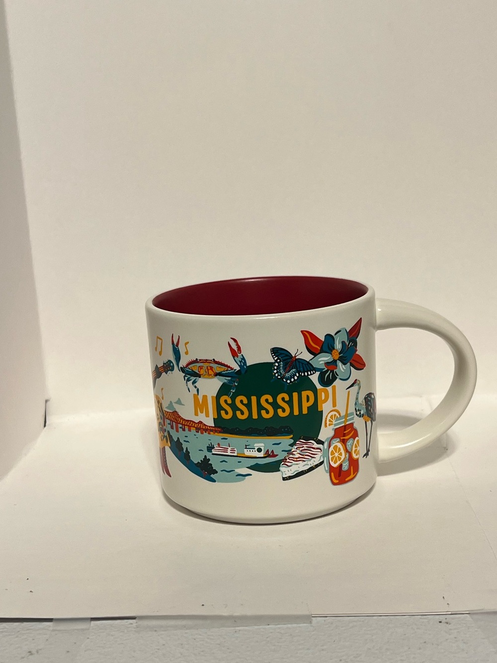 Starbucks Mississippi Souvenir Mug — White Exterior with Red Interior